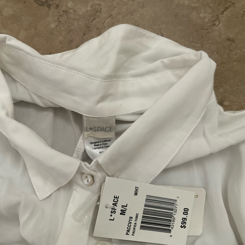 NWT WHITE BUTTON DOWN LONG SLEEVE BLOUSE - Picture 3 of 3